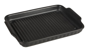 Takesen Kiln T0015-003 Bamboo Seisei Ceramic Grill Plate, Medium, Black