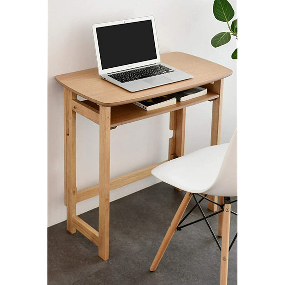 Yamazen SPDT-7041H(KW) Folding Desk with Shelf (A4 Compatible), Compact Storage, Natural Wood, Width 27.6 x Depth 16.1 x Height 27.6 inches (70 x 41 x 70 cm), Easy Folding, PC Desk, Finished Product,