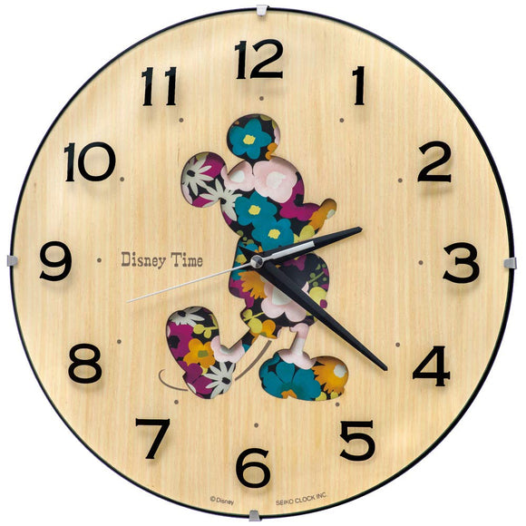 Seiko Disney Time FW586B Mickey Mouse Analog Wall Clock, Mickey and Friends, Natural Wood Grain