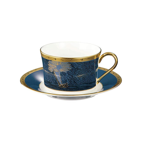 Noritake TG93686/N-091L Noritake Cup & Saucer (Coffee and Tea) 245cc Moomin Papa Sea 1 Guest Blue Bone China