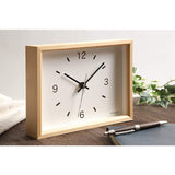 KATOMOKU Dual Use Clock 2 Table Clock, Wall Clock, Sweep (Continuous Second Hand), Km-53N, Natural, Basswood, 8.7 x 6.7 x 2.0 inches (220 x 170 x 50 mm)