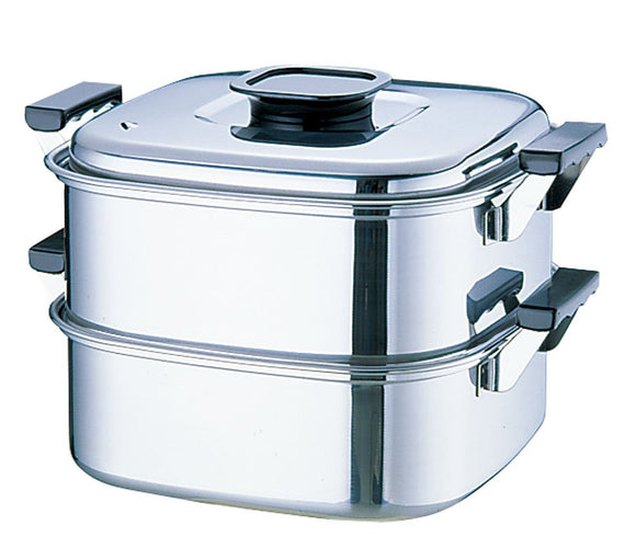 Kamikoshima Manufacturing AMS69292 Momojirushi Square Steamer, 11.4 inches (29 cm), 2 Tiers, 18-0 Stainless Steel, Japan