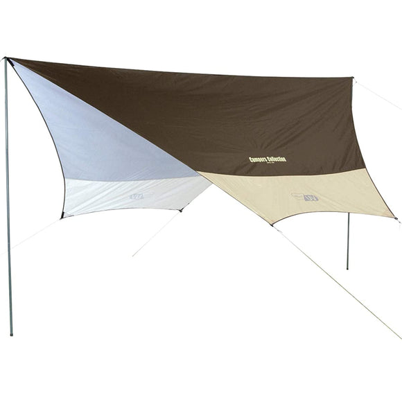 Yamazen Campers Collection RXG-2UV Tarp, Camping, Outdoors, Easy Setup, Pole and Rope Included, UV Hexagon Tarp (Classic Beige/Neo Beige)