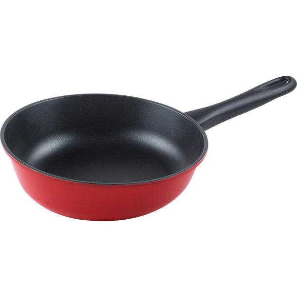 Wahei Freiz RB-1411 Frying Pan with Fried Rice, Delicious, Parapala Revolution IH Compatible, Red, 9.4 inches (24 cm)