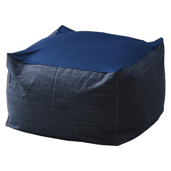 Yamazen BS43-6543 (ID) Bead Cushion, Width 25.6 x Depth 25.6 x Height 16.9 inches (65 x 65 x 43 cm), Large Type, Comfortable to Sit, Washable Cover, Indigo Denim