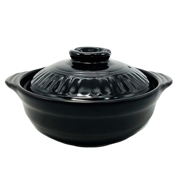 Living NEO 110387 Earthenware Pot, Black, No. 10, 13.6 inches (34.5 cm), For 5 to 6 People, Induction Compatible