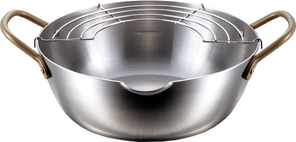 Tamahashi 151424 Tempura Pot, Silver, 9.4 inches (24 cm), IH Compatible, Stainless Steel Tempura Pot, Ajikyo