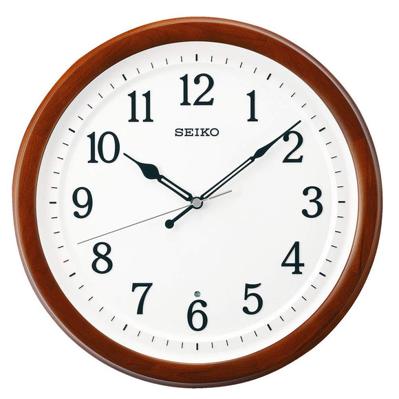 Seiko Clock KX254B Wall Clock, Radio, Analog, UD Font, Tea Wood, Diameter 12.7 x 1.9 inches (32.2 x 4.9 cm)