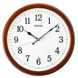 Seiko Clock KX254B Wall Clock, Radio, Analog, UD Font, Tea Wood, Diameter 12.7 x 1.9 inches (32.2 x 4.9 cm)