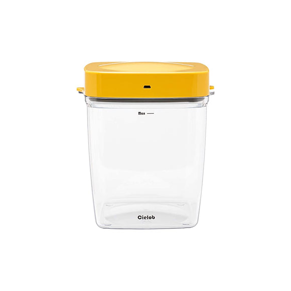 Cielob Serove Automatic Vacuum Canister Square Type Food Storage Container Container (((2.5L, Yellow))