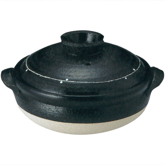 POT: 37 - 13330 Thousand Old Burn Burn Open Fire, MicroWave, Oven Safe clay pot BLACK VANGOR glaze, No. 10 Deep Pot 31 cm 3.9L Santo