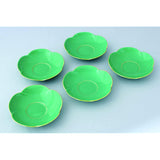 Koansha Tea Cup Set, 5 Pieces, Green, Plum Shape, Cute Plum Motif and Fresh Green Coordinates with Different Designs