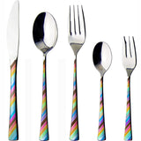 Nagao Niji Dinner Cutlery Set, 5 Pieces, 18-8 Stainless Steel, Multi-Color, Made in Japan