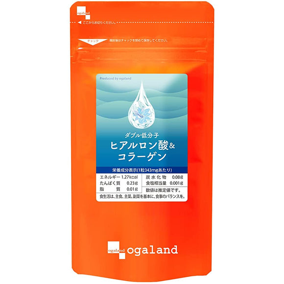 Ogaland W Low Molecular Hyaluronic Acid & Collagen (180 Capsules / About 3 Months Supply) Drinking Skin Care Supplement (Hyaluronic Acid/Collagen) Beauty Support