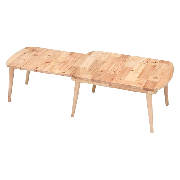 Fuji Boeki 37019 Slide Natural Signature Low Table, Width 27.6-47.2 inches (70-120 cm), Natural, Natural Wood, Slide Type