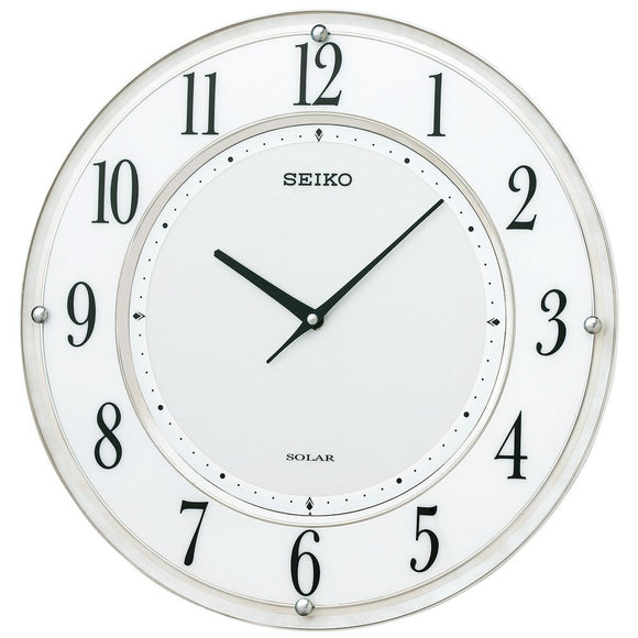 Seiko clock wall clock Solar + Solar Plus Atomic Analog Thin White Marble Pattern sf506 W Seiko