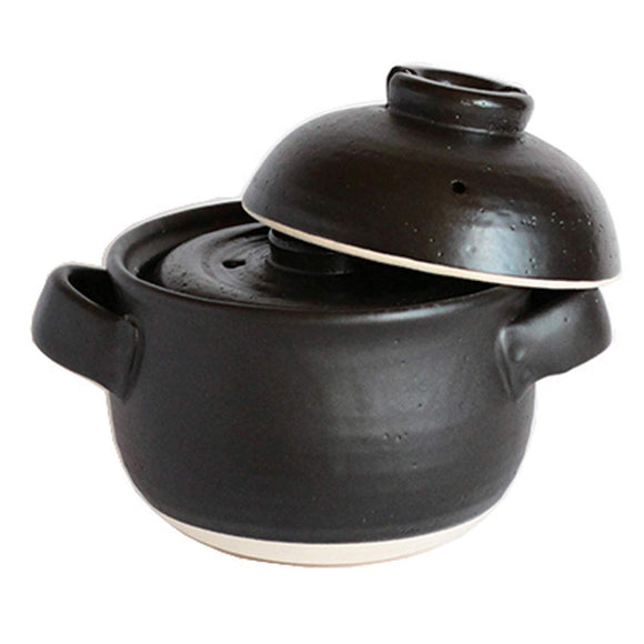 Saji Pottery Rice Pot Black 19.5 cm Banko Yaki Rice Pot (With Inner Lid) 4 Assorted Black Shizuku 33-102
