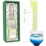 DENTENSO Authentic Shochu Barley Set, 24.3 fl oz (720 ml), Edo Glass, Made in Japan, Gift, Alcohol, Barley Shochu, Welzo (Barley Shochu + Edo Glass Yachiyo Kiln Glass (Blue))