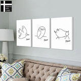 CREA Art Panel, Picasso, Set of Multiple Items, Wall Hanging, Interior, Painting, Modern Design, Neat Simple, Stylish, Cute, White, Entryway, Living Room, Animals, Luck, Happy, Pig, Owl & Luck