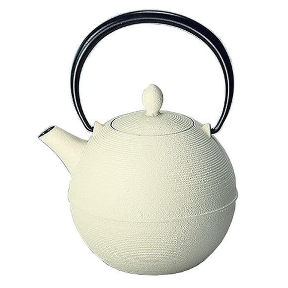 World Create 10287 Indigo Flower Japanese Tableware, Nambu Ironware, Hinomaru, White, Iron Teapot