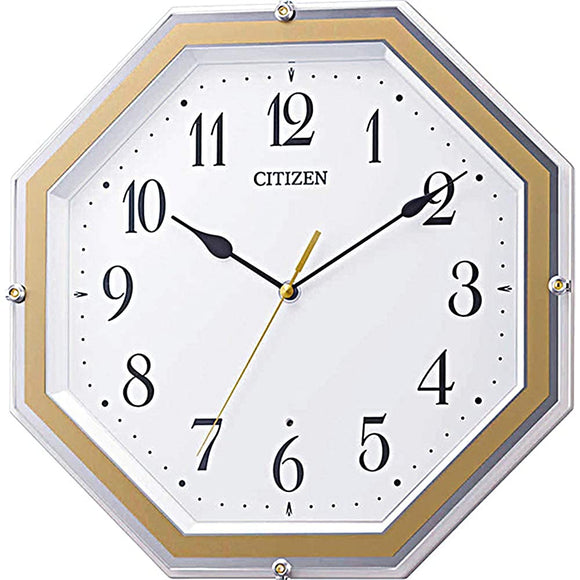 Rhythm 8MY544-003 Citizen Wall Clock, Radio Clock, Analog, Continuous Second Hand, Octagonal, Brown, 12.0 x 12.0 x 1.9 inches (30.5 x 30.5 x 4.8 cm)