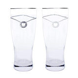 Lara Christie lh-84-0004p Beer Glass, Platinum, Rimming, Pair Glasses