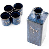 Happy Sales HSSS-DFS08, 5 pc Japanese sake set Blue Dragonfly by Happy Sales