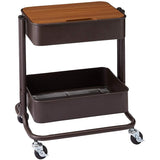 Takeda Corporation K9-VTTW50BR Side Table, Storage Cart, Brown, 16.9 x 13.8 x 19.7 inches (43 x 35 x 50 cm), Vintage Style, Top Plate Included, 2 Tier Caster Wagon