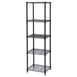 Yamazen ICM-15455J(BK) WB Steel Rack, Width 17.7 x Depth 15.4 x Height 62.2 inches (45 x 39 x 159 cm), Load Capacity 559.5 lbs (250 kg), High Type, 5 Tiers, Compact, 2 Wooden Shelves Included (Reversible), Assembly, Black