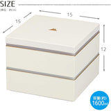 Miyamoto Sangyo Heavy Box, White, 5.9 fl oz (1,600 ml), Double Tier, Mt. Fuji with Seal Lid