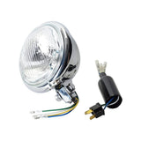 Kijima 205-303 Custom Headlight, Bett Type, 6 Inch, Male Terminal & H4 Coupler, Black, Plated