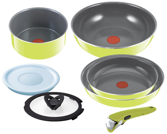 Tefal L60091 Ingenio Neo Ceramic Control Green Set 7 Ceramic Double Layer Coating L60091 Handle Removable T-fal
