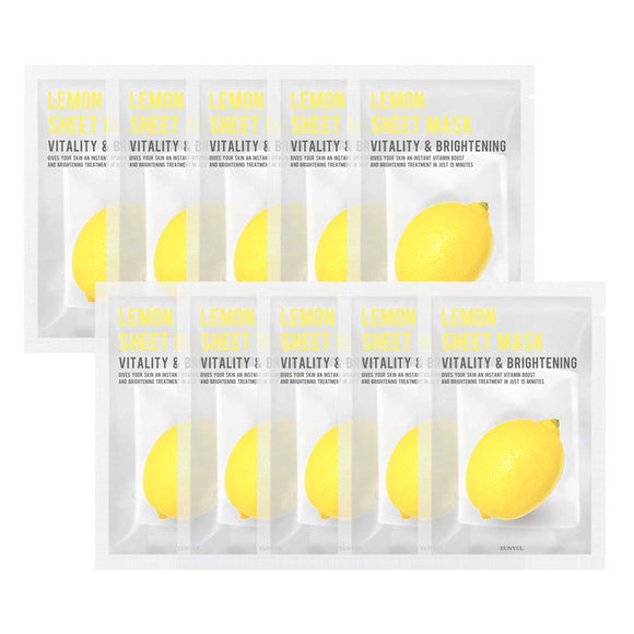 [EUNYUL] Eunyul Purity Lemon Sheet Mask Pack 22ml x 10 Sheets [22ml x 10 Sheets] Made in Korea Skin Care Pack Nourishing Activation Natural Ingredients Suitable for All Skin Types Purity Mask Pack Lemon