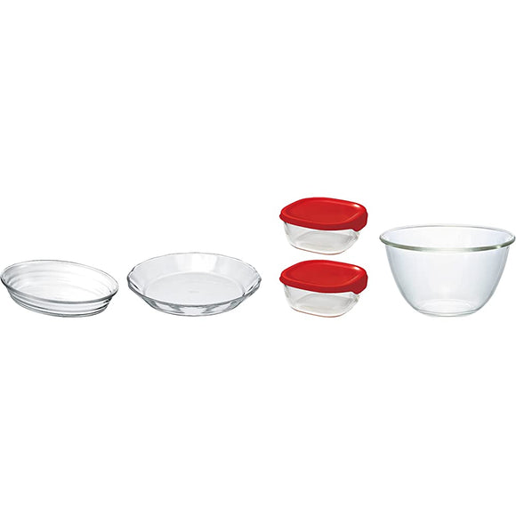 HARIO Home Cooking Set of 5 (Storage Containers x 2, Bowls, Oval Plates, Plates)