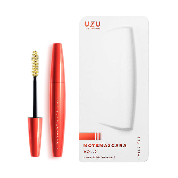 UZU BY FLOWFUSHI Mote Mascara [VOL9 - Volume] Eyelash Care Water Resistant Hot Water Off Alcohol Free Hypoallergenic