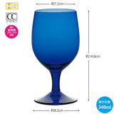 Toyo Sasaki Glass Goblet, Blue, 11.5 fl oz (340 ml), Color Stem, Made in Japan, Dishwasher Safe, Set of 6