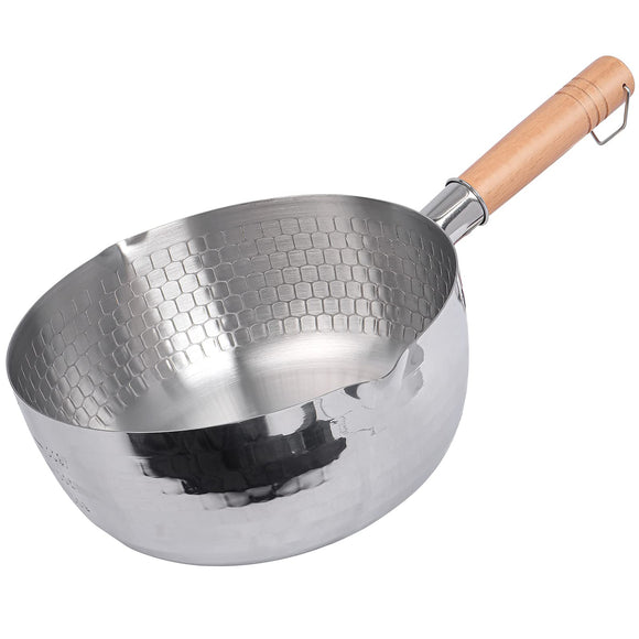 Snow Flat Pot, Single Handled Pot, Induction Compatible, Pot, Compatible with Induction Cookers, Aluminum Clad 3-Layer Steel, Boiled Item, Japanese Food, Made of Stainless Steel (18-0) (18 cm), Silver)
