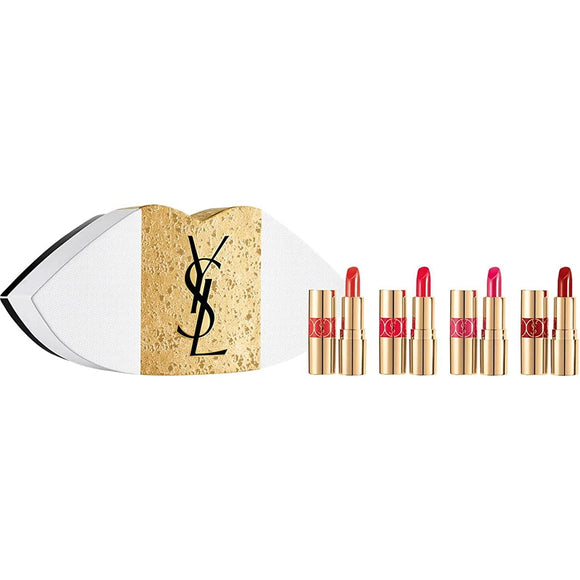 Yves Saint Laurent Yves Saint Laurent YSL Noel Mini Lip Box Set Rouge Volupte Shine Christmas Coffret 2021 Holiday Makeup Cosmetics (Box Set)