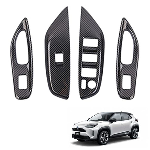 MinORIX TOYOTA YARIS CROSS DOOR Switch Cover Window Switch Panel Interior (Digital Carbon Tone)