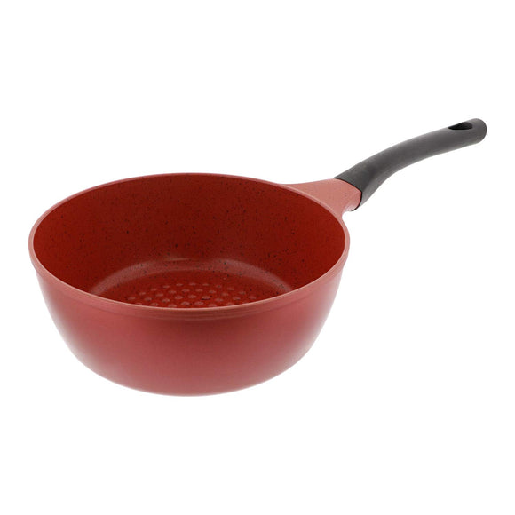 Vestco IH ND-4614 Single-Handle Pot, Red, 9.4 inches (24 cm), Non-Stick Embossing, Multi-Pan