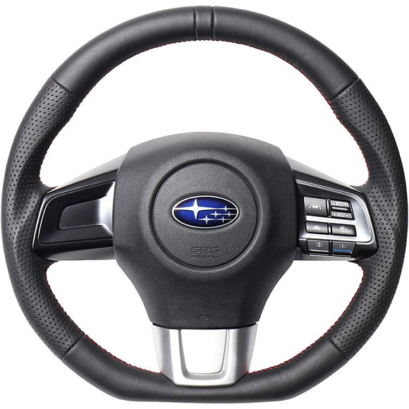 REAL (Real) Steering [Levogue (VM4/VMG)/WRX STI (VAB)/WRX S4 (VAG)] All Leather [Center Mark] (Red x Black Euro Stitch) SBA-LPB-RD