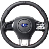 REAL (Real) Steering [Levogue (VM4/VMG)/WRX STI (VAB)/WRX S4 (VAG)] All Leather [Center Mark] (Red x Black Euro Stitch) SBA-LPB-RD