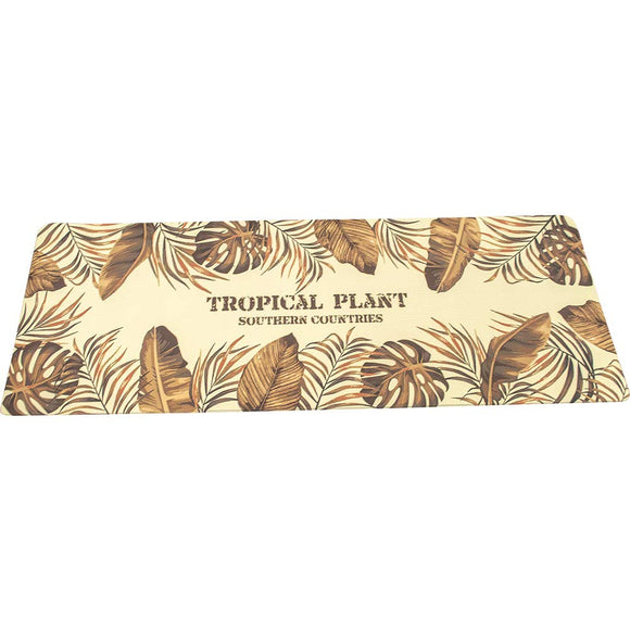 Arie Kitchen Mat, Stain Resistant, Easy Care, PVC, Monstera, Brown, 23.6 x 86.6 inches (60 x 220 cm), Brown