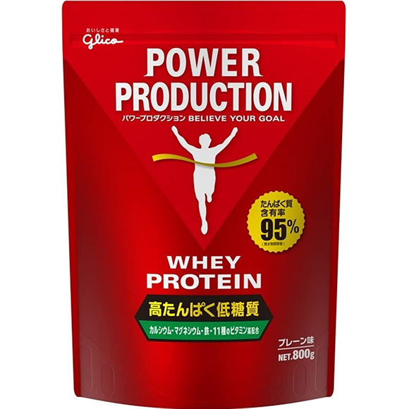Ezaki Glico Power Production Whey Protein High Protein Low Sugar Plain Flavor 800g [Usage Guide 40 Servings] WPI Protein Content 95% (Converted to Anhydrous) No Artificial Sweeteners or Flavors Iron Magnesium Calcium Vitamins