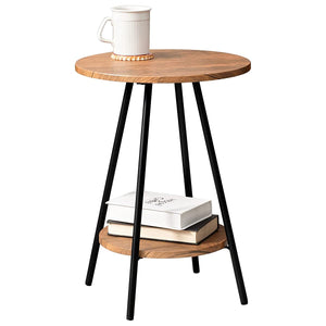Hagiwara LST-4660BR Side Table, Round Desk, Night Table, Sofa Side Table, Water Resistant, Lightweight, Approx. 6.6 lbs (3 kg), Wood Grain, Industrial, Width 15.7 x Depth 15.7 x Height 21.3 inches (40 x 40 x 54 cm), Brown
