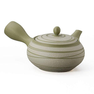 Yamakii Ikai Teapot Crystal Green Mud Brim Circle Ranline 6.7 x 5.5 x 3.5 inches (17 x 14 x 9 cm) L356