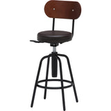 Fuji Boeki 15187 Rising Counter Stool, Bar Stool, Height 33.1 - 37.0 inches (84 - 94 cm), Dark Brown, Back Included, Synthetic Leather