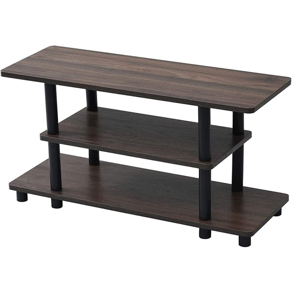 Yamazen RYWTV-8030CWLBK TV Stand, Width 31.5 x Depth 11.8 x Height 16.3 inches (80 x 30 x 41.5 cm), 32 Model Compatible, Compact, Easy Assembly, No Tools Required, Columbia WalnutBlack