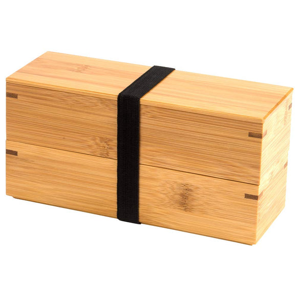 Yamashita Crafts Bento Box, Natural, W7.9 x D7.2 x H2.0 inches (20 x 7.2 x 5 cm), Made in Japan, Suzu Bamboo Elongated Bunk Bento Box with 1 Divider, 32308