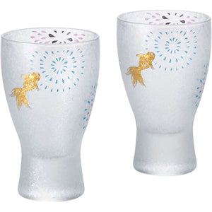 Aderia S-6267 Japanese Sake Glass 3.4 fl. oz. (100 ml), Fireworks, Japanese Sake Glass, Pair Set, Premium Nippon, Made in Japan